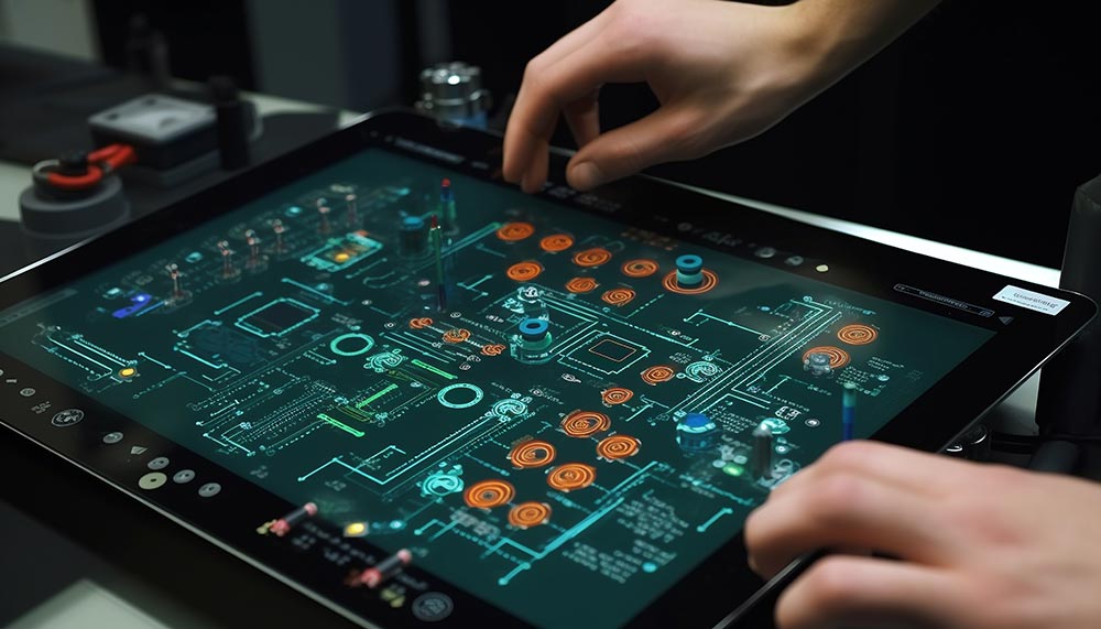 human hand skillfully soldering complex circuit board generated by ai