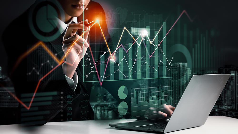 technology market revenue growth graph concept