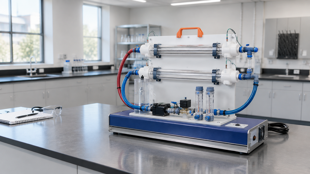 Two Geometries, Two Flow Directions, One Temperature Cross: A Benchtop Heat Exchanger, Simulated in Real Time 1 HE